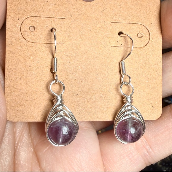 Jewelry - Handmade Wire Wrapped Purple Fluorite Earrings 💜✨